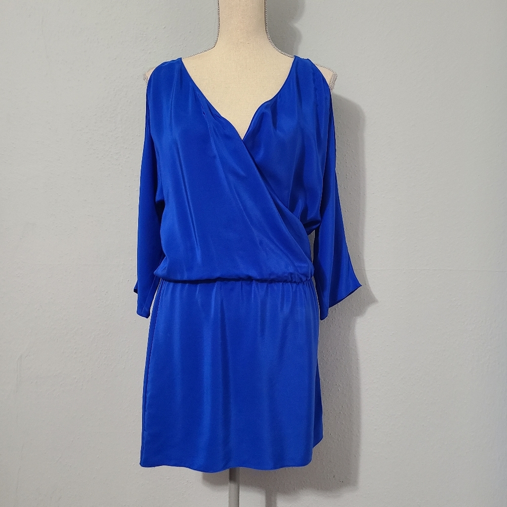 Amanda Uprichard Paloma Dress in Royal 100% Silk Size Small